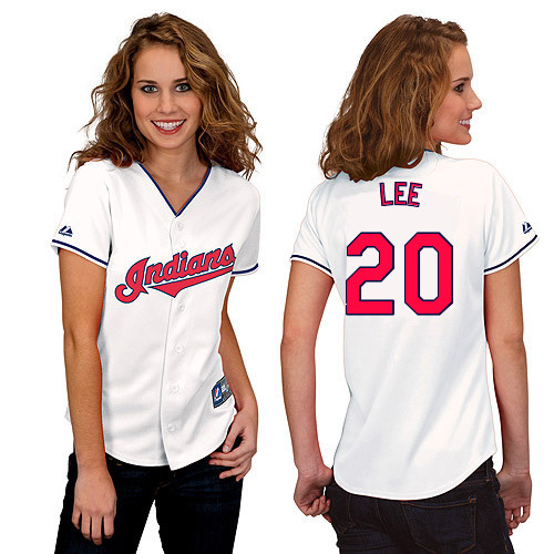 C-C Lee #20 mlb Jersey-Cleveland Indians Women's Authentic Home White Cool Base Baseball Jersey